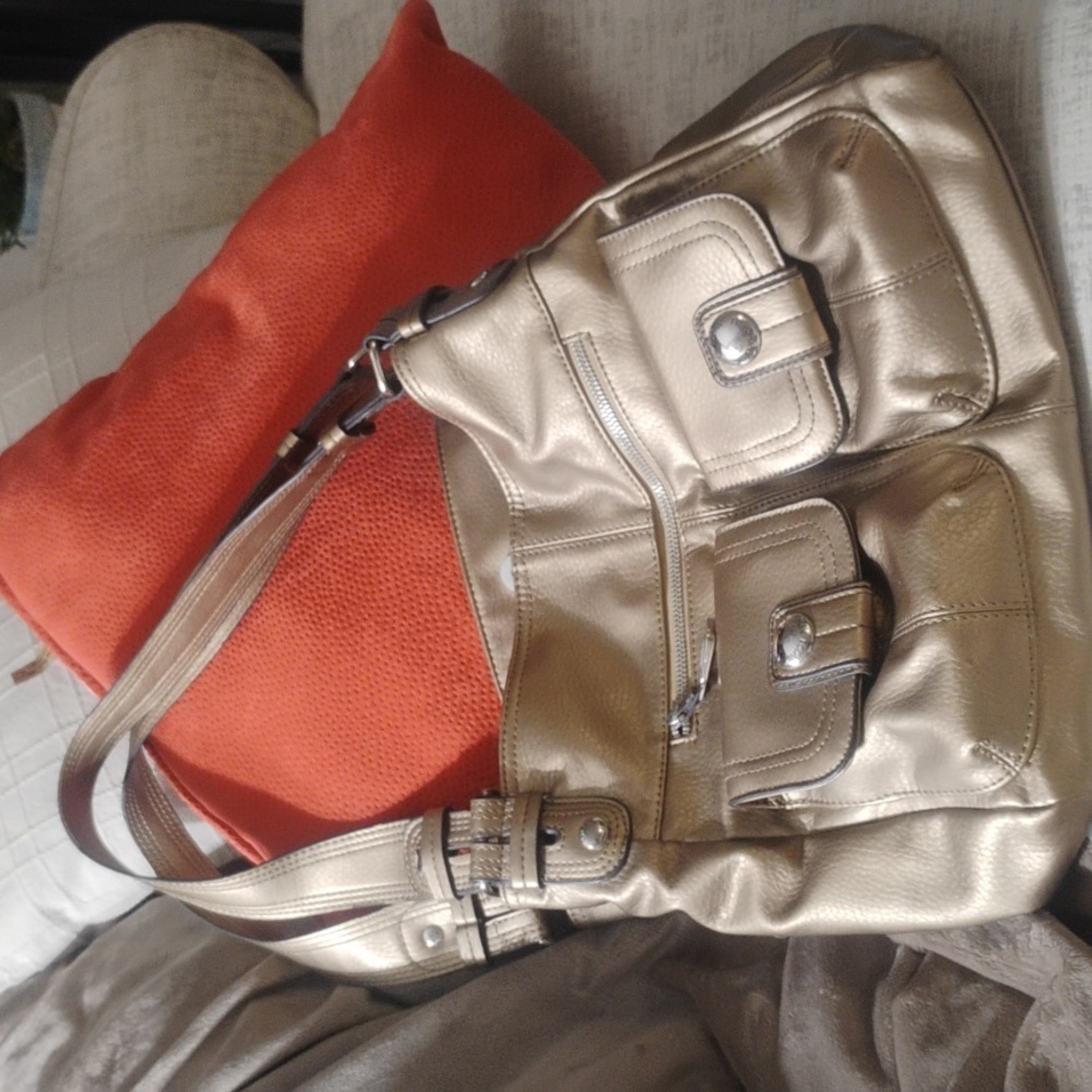 Tyler Rodan Metallic Gold Vinyl Shoulder Bag